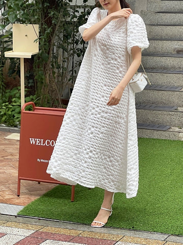 Poish Bubble Jacquard Flare Long One Piece